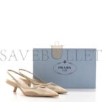 PRADA MESH NAPPA TRIANGLE LOGO POINTED TOE 45MM SLINGBACK PUMPS 38.5 DESERTO - Image 2