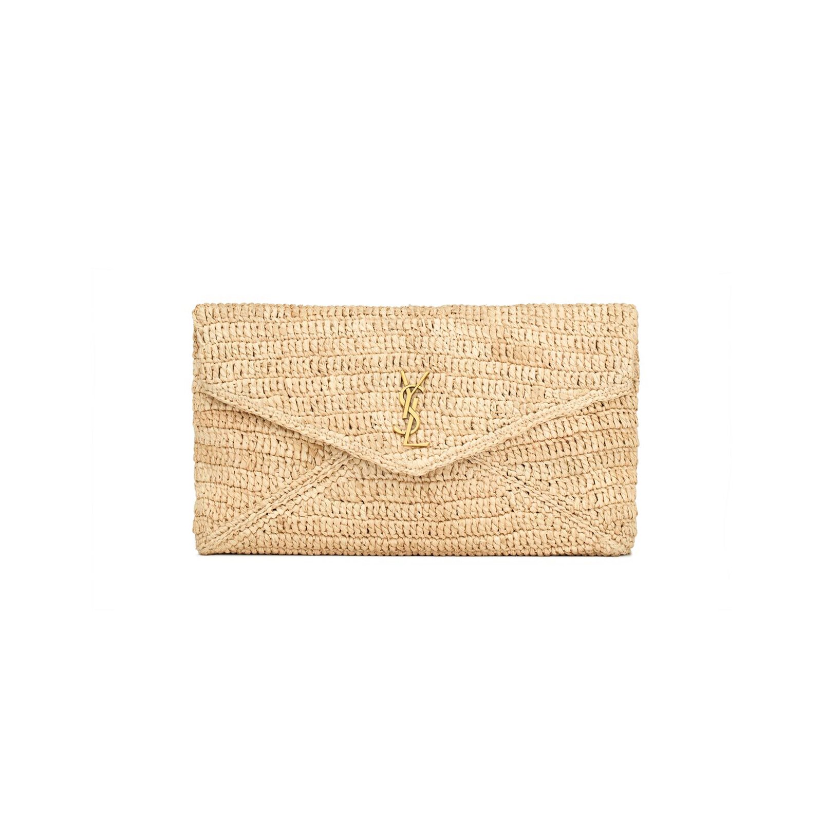 5c550811d378dbb9c2f6b8273e8726fe4b5763e9 YSL CASSANDRE LARGE ENVELOPE POUCH IN RAFFIA�786074GAAEX2080 (29.5*18*4.5cm) - Image 1