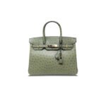 HERM�S MASTER BIRKIN 30 OSTRICH LEATHER DARK GREEN GOLD BUCKLE H041933CK81 (30*22*16cm)
