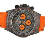 ROLEX DAYTONA DIW CARBON SWISSREPLICA DIAL ORANGE STRAP WATCH CM002-15C - Image 2