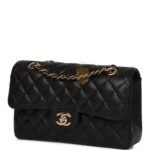 CHANEL SMALL CLASSIC DOUBLE FLAP BAG BLACK CAVIAR GOLD HARDWARE (23*15*6cm) - Image 6