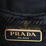 PRADA SAFFIANO TESSUTO NYLON MINI BUCKET CROSSBODY BAG BLACK (23*18*11cm) - Image 5