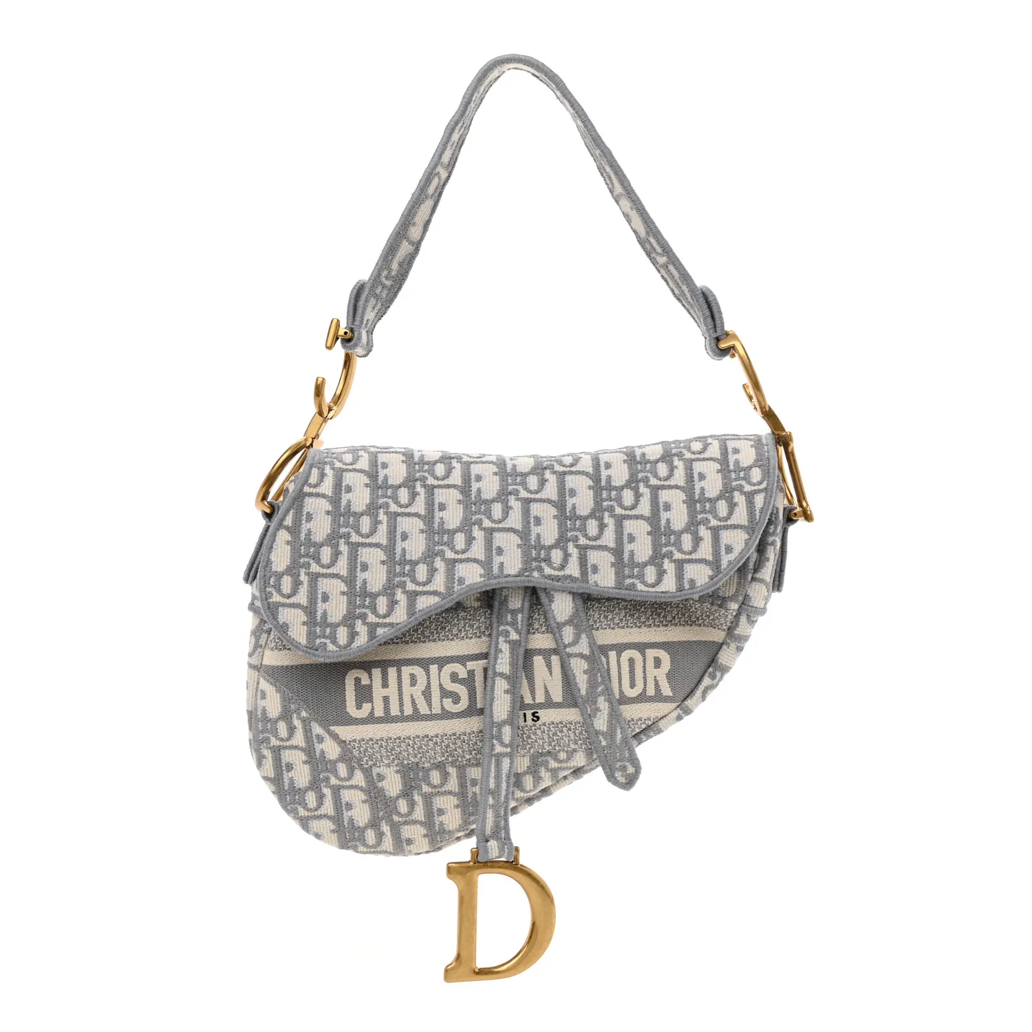 5e5c1357b2c65da91a028ad580a38ed65178a557 Twill embroidered saddle bag gray - Image 1