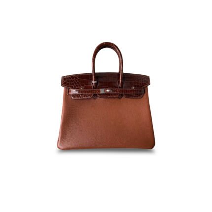 HERM�S MASTER BIRKIN 30 CROCODILE AND CHEVRE HONEY BROWN SILVER BUCKLE H076235CK26 (30*22*16cm)