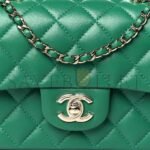CHANEL LAMBSKIN QUILTED MINI TOP HANDLE RECTANGULAR FLAP GREEN (20*13*9cm) - Image 5