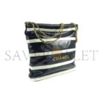CHANEL 22 SHINY CALFSKIN STRIPED AS3260 (42*39*8cm) - Image 3