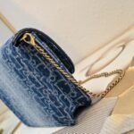 Women’s Fashion Canvas Blue Cowhide Handbag - Image 5