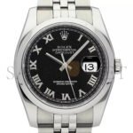 ROLEX DATEJUST BLACK DIAL STAINLESS STEEL JUBILEE BRACELET AUTOMATIC WATCH 116200 - Image 2