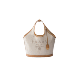 PRADA LARGE LINEN BLEND AND LEATHER TOTE BAG 1BG472 (37*30*13cm)