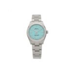 ROLEX STAINLESS STEEL 31MM OYSTER PERPETUAL WATCH TURQUOISE 277200