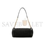 YSL CASSANDRE SMALL CYLINDRIC BAG IN RAFFIA AND VEGETABLE-TANNED LEATHER 1164570 (30*12*10cm) - Image 2