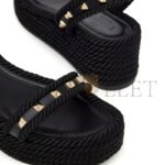 VALENTINO ROCKSTUD FLATFORM SANDAL IN CALFSKIN 45MM 6W2S0GI3BAE_0NO - Image 5