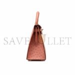 HERM�S MASTER KELLY 25 OSTRICH CERAMIC PINK GOLD HARDWARE (25*17*7cm) - Image 3