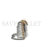 CHANEL 19 FLAP BAG SILVER QUILTED LAMBSKIN GOLD AND RUTHENIUM HARDWARE AS1160 (26*16*9cm) - Image 3
