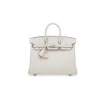 HERM�S MASTER BIRKIN 25 OSTRICH LEATHER WOOL WHITE SILVER BUCKLE H041944CK86 (25*20*13cm)