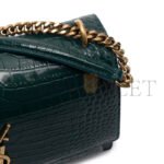 YSL SUNSET MEDIUM CHAIN BAG IN CROCODILE-EMBOSSED SHINY LEATHER 442906332108 (22*16*6.5cm) - Image 4