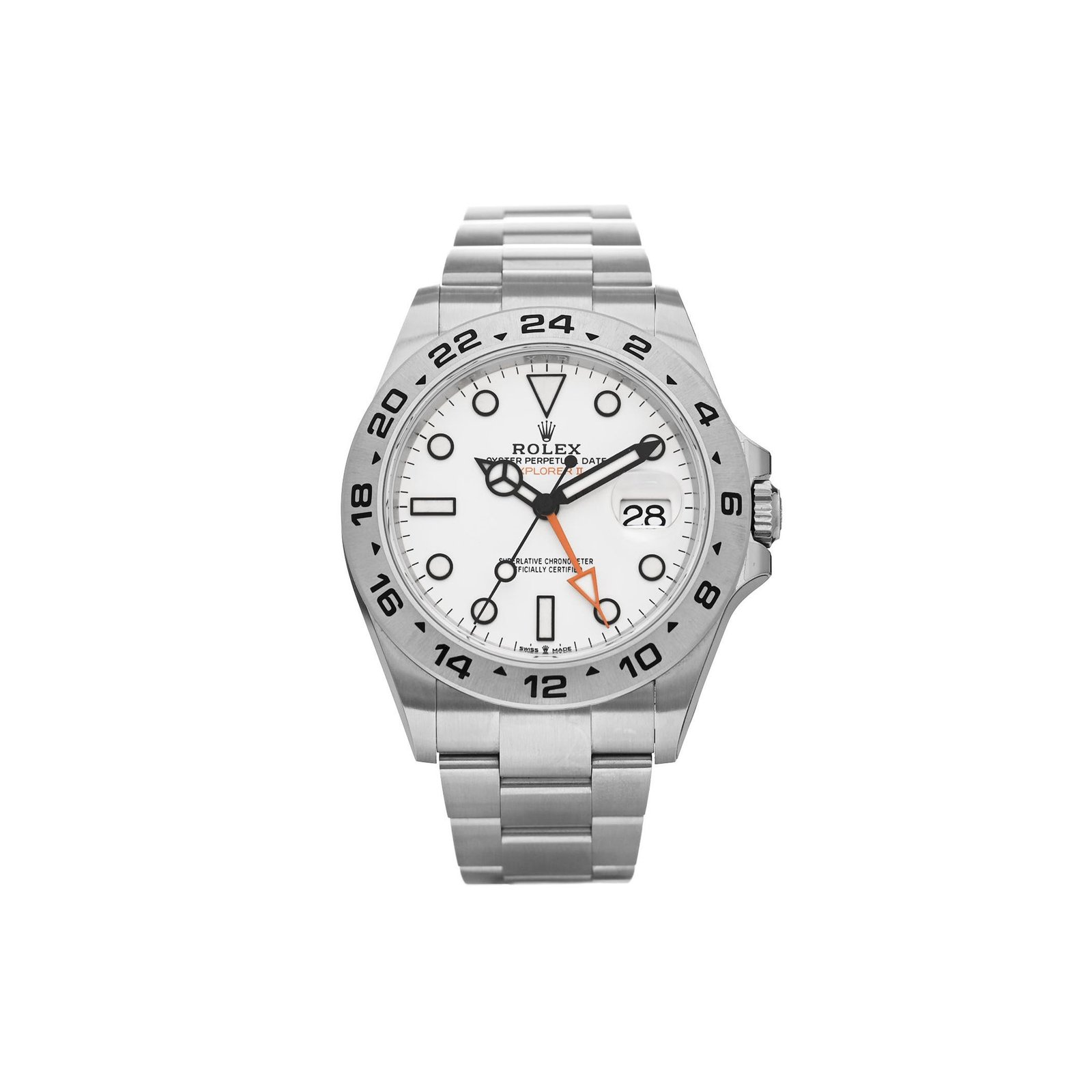 651dea7496a72492c3c9222ee7e2ab70075befe0 ROLEX STAINLESS STEEL 42MM OYSTER PERPETUAL DATE EXPLORER II WATCH WHITE 226570 - Image 1