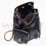CHANEL BLACK BACKPACK SHINY LAMBSKIN & GOLD-TONE METAL AS5310 (24*18*7cm) - Image 3