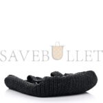 PRADA RAFFIA EMBROIDERED SMALL LOGO TOTE BAG BLACK (23*22*11cm) - Image 3