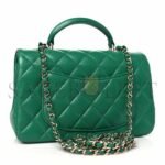 CHANEL LAMBSKIN QUILTED MINI TOP HANDLE RECTANGULAR FLAP GREEN (20*13*9cm) - Image 3