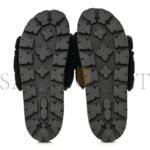 PRADA SHEARLING METAL TRIANGLE LOGO LUG SOLE 20MM SLIDE SANDALS 41 BLACK - Image 4