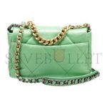 CHANEL GREEN QUILTED LAMBSKIN CHANEL 19 FLAP GOLD AND RUTHENIUM HARDWARE AS1160 (26*16*9cm) - Image 3
