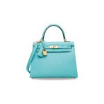 HERM�S MASTER MACARON BLUE KELLY 25 WITH GOLD HARDWARE (25*17*7cm)