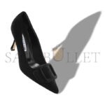 MANOLO BLAHNIK MAYSALEPUMP 90 BLACK VELVET BUCKLE DETAIL PUMPS 324-2862-0006 - Image 3