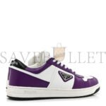 PRADA VITELLO ROIS METAL TRIANGLE LOGO MENS DOWNTOWN LOW TOP SNEAKERS 8 WHITE CICLAMINO - Image 3