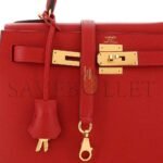 HERM�S MASTER KELLY HANDBAG ROUGE VIF EPSOM WITH GOLD HARDWARE 28 (28*22*10cm) - Image 5