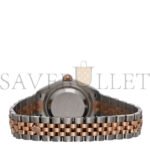 ROLEX STAINLESS STEEL 18K EVEROSE GOLD 28MM OYSTER PERPETUAL DATEJUST WATCH CHOCOLATE ROMAN 279171 - Image 3