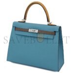 HERM�S MASTER KELLY 25 BARK COLOR 2S SESAME DENIM BLUE EPSOM SILVER BUCKLE (25*17*7cm) - Image 2