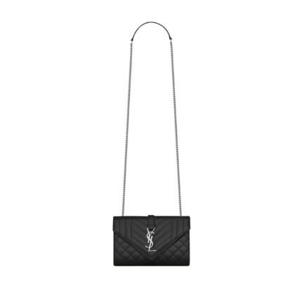 YSL ENVELOPE SMALL IN QUILTED GRAIN DE POUDRE EMBOSSED LEATHER 600195BOW921000 (21*13*6cm)