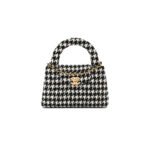 CHANEL TWEED HOUNDSTOOTH QUILTED NANO KELLY SHOPPER BLACK WHITE AS4416 (19*13*7cm)