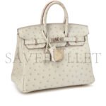HERM�S MASTER BIRKIN 25 OSTRICH LEATHER MILKSHAKE WHITE SILVER BUCKLE H041944CK96 (25*20*13cm) - Image 3