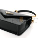 PRADA BRUSHED CALFSKIN ENVELOPE CHAIN CROSSBODY FLAP BLACK (19*13*5cm) - Image 4