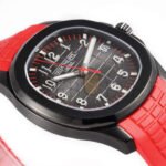 PATEK PHILIPPE AQUANAUT��BLACK VENOM��BLACK DIAL ON RED RUBBER STRAP WATCH 5167A - Image 4