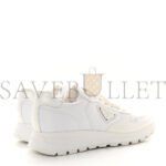 PRADA RE-NYLON SPAZZOLATO METAL TRIANGLE LOGO MENS PRAX 01 45MM SNEAKERS 8 WHITE - Image 3