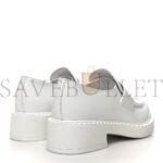 PRADA SPAZZOLATO METAL TRIANGLE LOGO 50MM LOAFERS 39.5 WHITE - Image 3