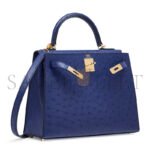 HERM�S MASTER OSTRICH SELLIER KELLY 28 IRIS BLUE WITH GOLD HARDWARE (28*22*10cm) - Image 3
