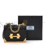 PRADA CROCODILE MICRO CAHIER BAG BLACK (10*9*5cm) - Image 2