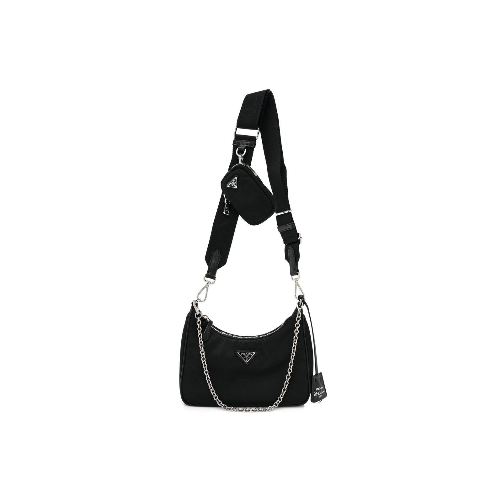 704a66937930d049bee2d77424e53c56227359c9 PRADA NYLON RE-EDITION 2005 SHOULDER BAG BLACK (22*16*6cm) - Image 1