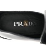 PRADA SPAZZOLATO METAL TRIANGLE LOGO 50MM LOAFERS 37.5 BLACK - Image 5