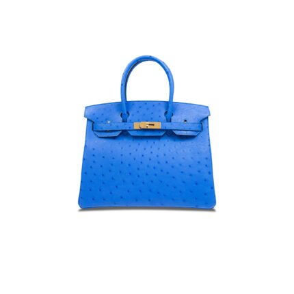 HERM�S MASTER BIRKIN 25 OSTRICH GREEK BLUE GOLD BUCKLE H041933CK89 (30*22*16cm)