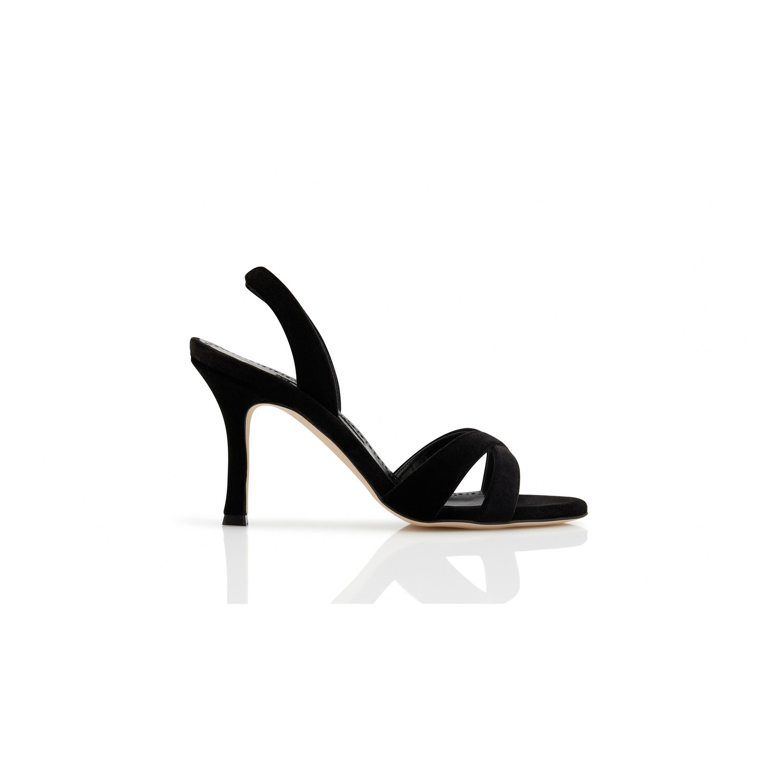 74ef78c7ad74261c48fd350df3b19636d9ba4e8a MANOLO BLAHNIK CALLASLI BLACK VELVET SLINGBACK SANDALS 324-2985-0002 - Image 1
