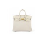 HERM�S MASTER BIRKIN 25 CROCODILE AND TOGO LEATHER MILKSHAKE WHITE GOLD BUCKLE H076216CK18 (25*20*13cm)