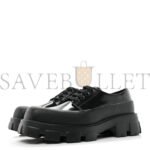 PRADA SPAZZOLATO MENS LACE UP 45MM DERBY LOAFERS 8 BLACK - Image 3