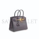HERM�S MASTER BIRKIN 30 OSTRICH LEATHER PEWTER GREY GOLD BUCKLE H041933CK79 (30*22*16cm) - Image 3