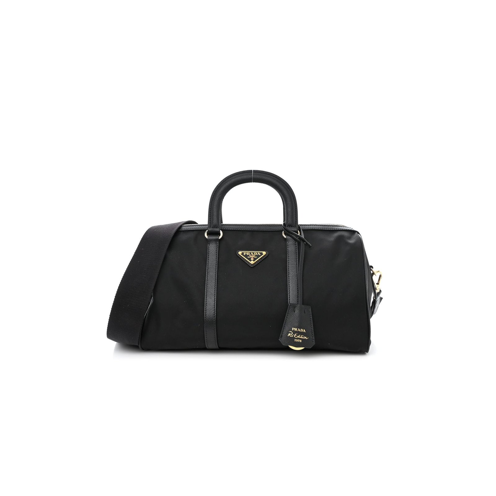 76cca41ae657c9f3041ff3edad6b154eb730b3fe PRADA NYLON SAFFIANO RE-EDITION 1978 MEDIUM TOP HANDLE BAG BLACK (31*17*15cm) - Image 1