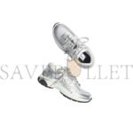 CHANEL FABRIC LAMINATED CALFSKIN STRETCH CC SNEAKERS WHITE SILVER G39792 - Image 5
